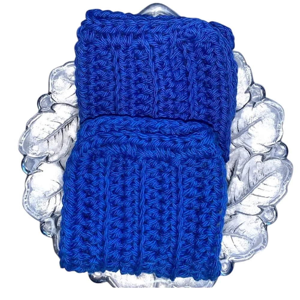 Hand Crafted Royal Blue All Purpose Dish or Wash Cloths 100% Cotton Set of Two